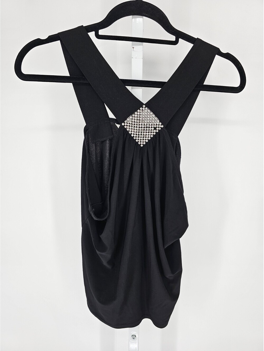 Vtg Y2K M&Co Womens Sz 18 Sleeveless Blouse Black w/ Rhinestone Front Party - Picture 1 of 4
